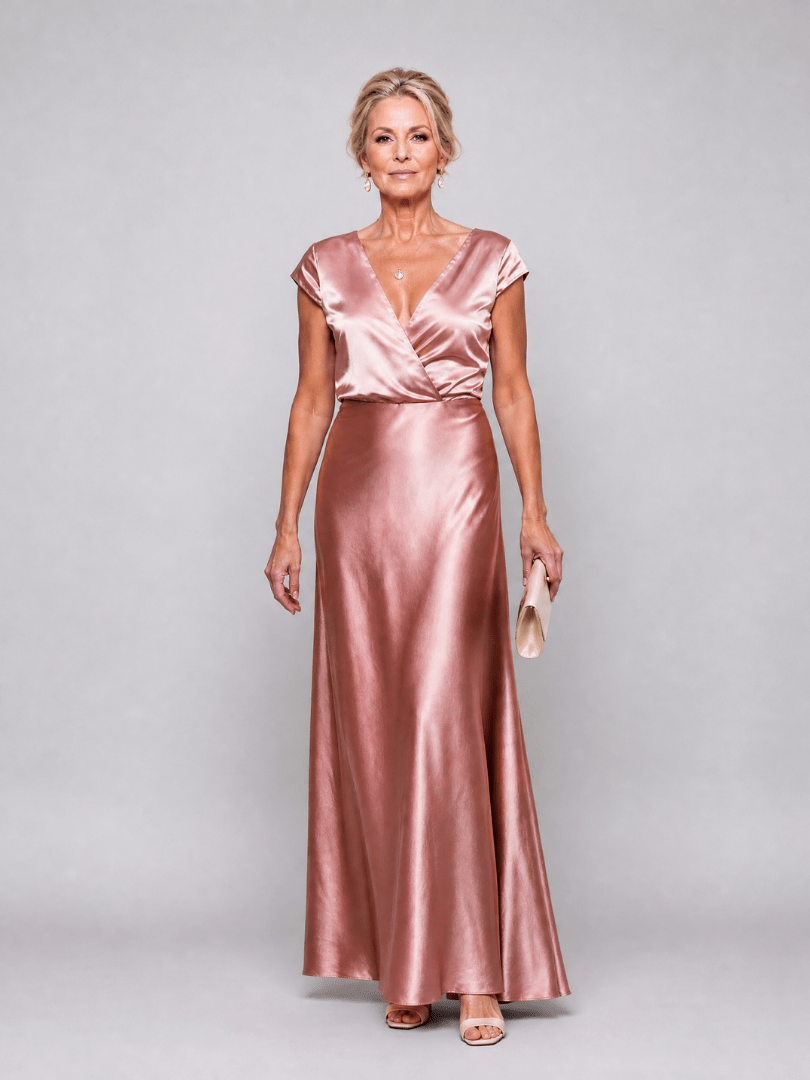 Samouse | Vestido Maxi con Corpiño Envolvente y Manga Corta - SC