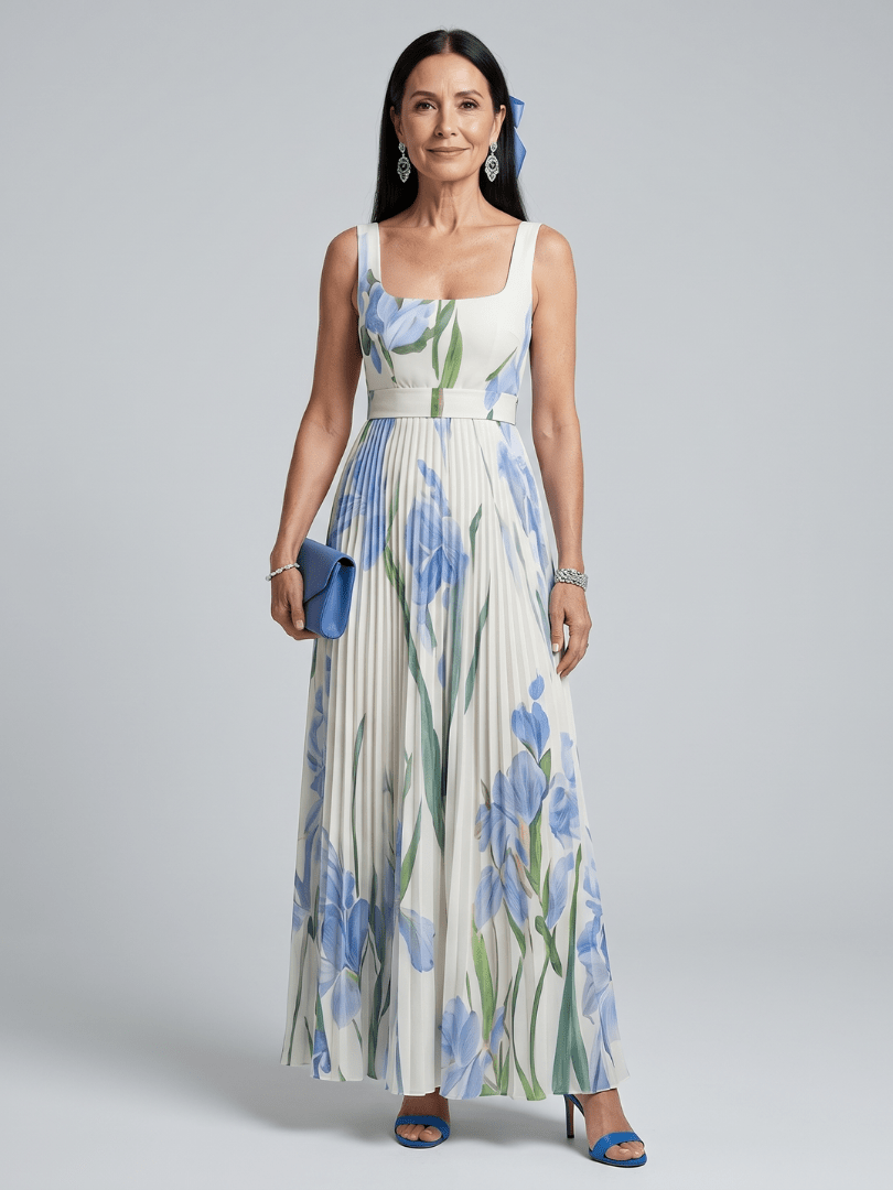 Ophelia | Vestido Midi sin Mangas con Estampado Floral - SC