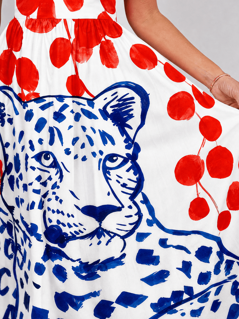 Zarelia | Vestido Midi con Estampado de Leopardo - SC