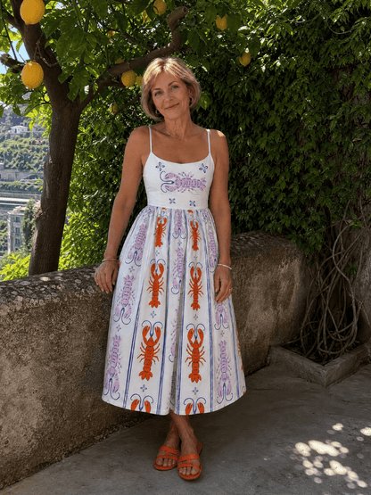 Coralyse | Vestido Midi sin Mangas con Estampado de Langosta - SC