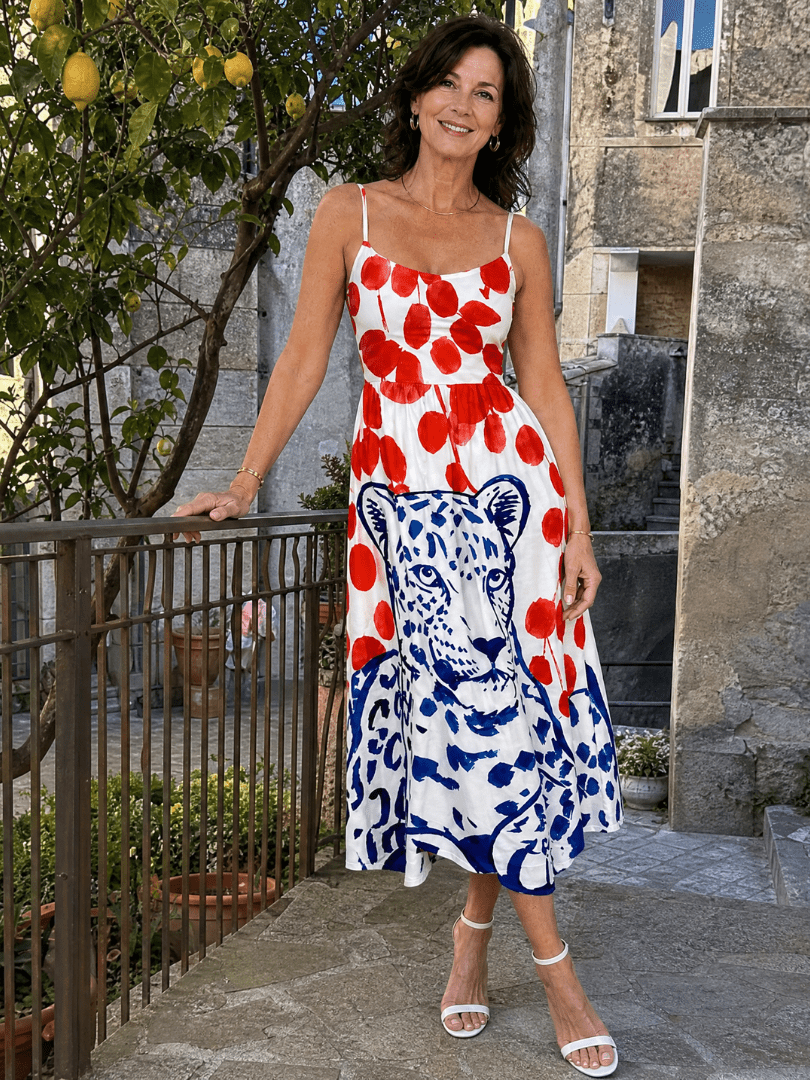 Zarelia | Vestido Midi con Estampado de Leopardo - SC