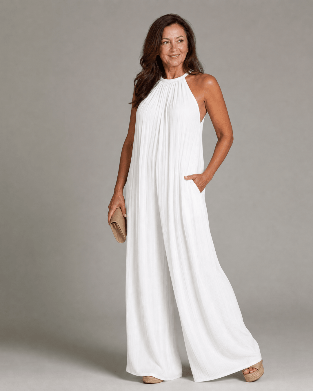 Sylvara | Enterizo de Pierna Ancha con Escote Halter - SC