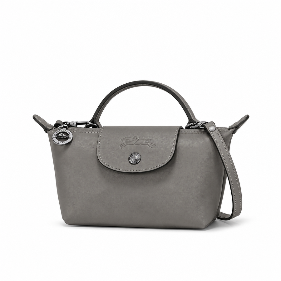 MINI BOLSO DE PIEL LONGCHAM | GRIS